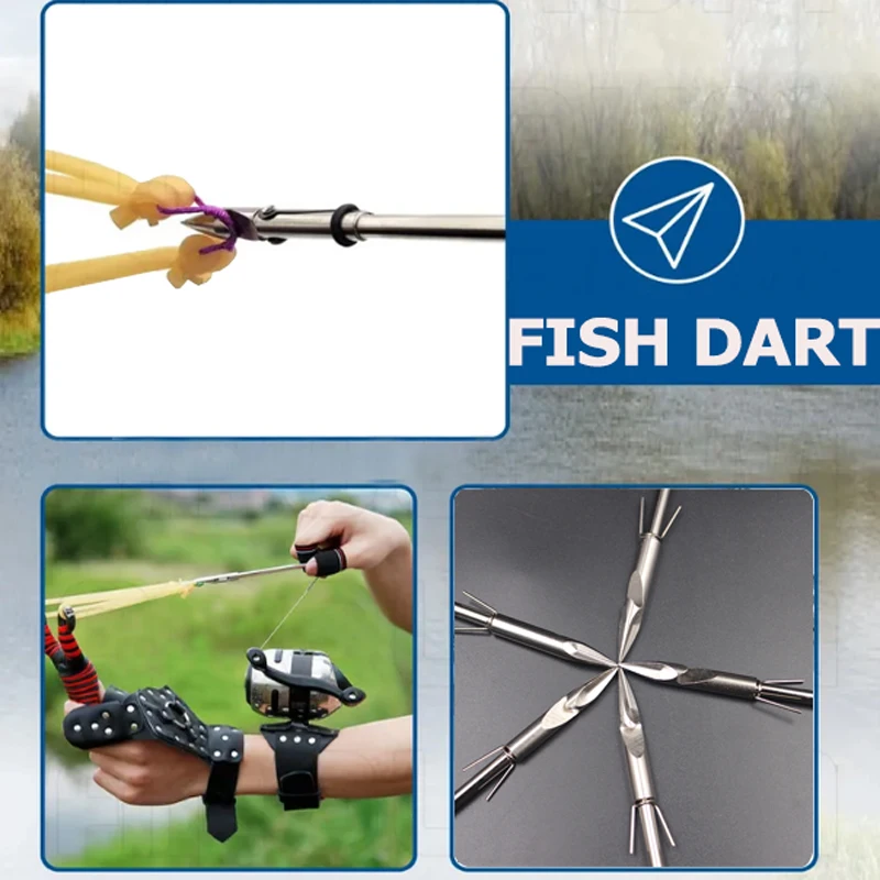 Herramientas de pesca de 3 piezas, dardos de tiro, flechas de pesca, tirachinas potente, dardos de pescado de aguas profundas, tiro de caza, punta de flecha ancha - imagen 5