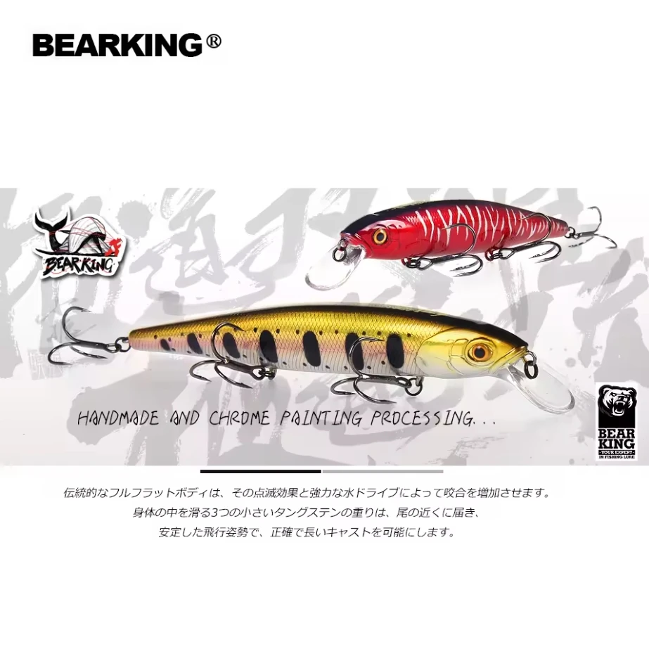 M128 BEARKING acción perfecta 19 colores para Señuelos de Pesca artificiales cebo 128mm 23g suspensión Minnow Wobblers Crankbait - imagen 5