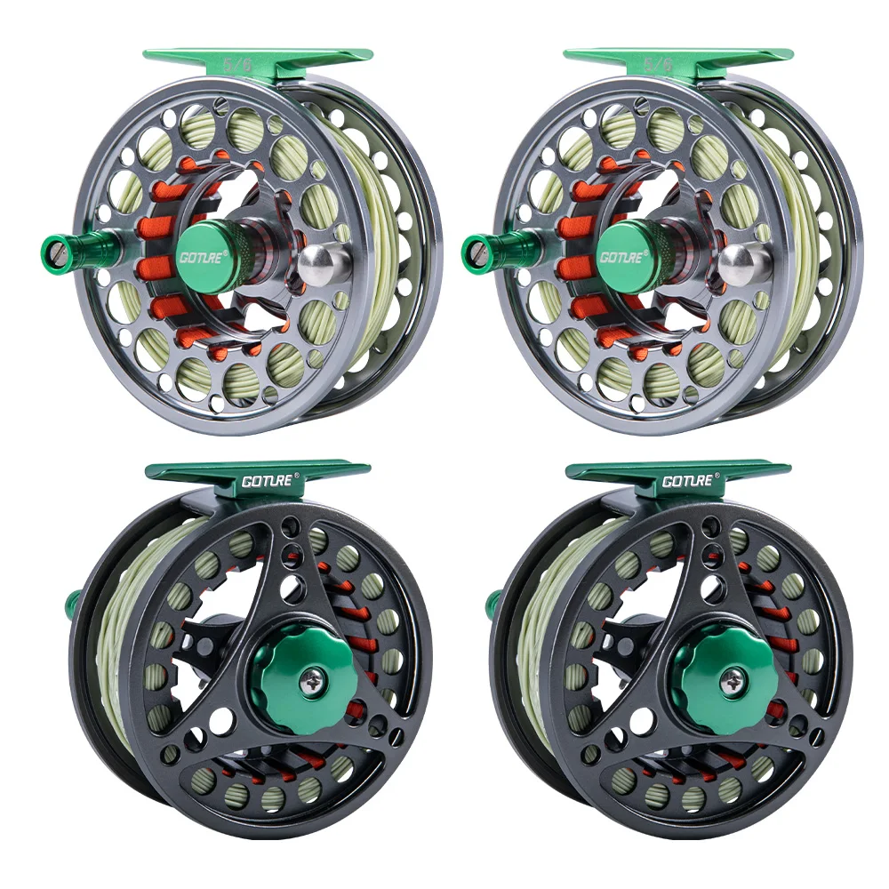 Carrete de pesca con mosca CNC Goture con línea principal (WF5 WF6) Juego de aleación de aluminio de alta velocidad 5/6 volante accesorios de pesca al aire libre