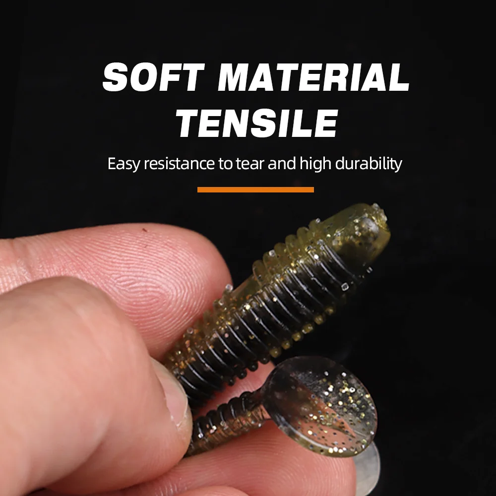 Thorforce 1PC Señuelos de pesca blandos Simulación de cola de paleta Cebos de plástico Gusano artificial Swimbait Cebo de cola en T para lubina Trucha - imagen 2