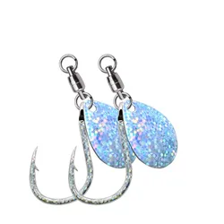 Gancho de Jigging luminoso UV con giratorios y gancho de ayuda de hoja, señuelo de caballa española para lubina, anzuelo de mar afilado