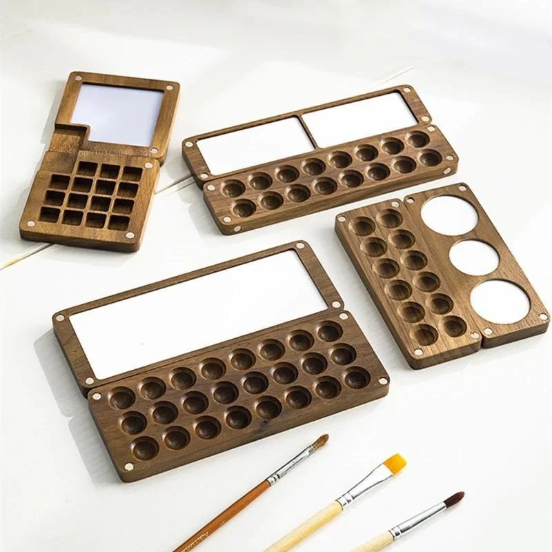 Caja Acuarelas Vacía Madera – Paleta Magnética Portátil