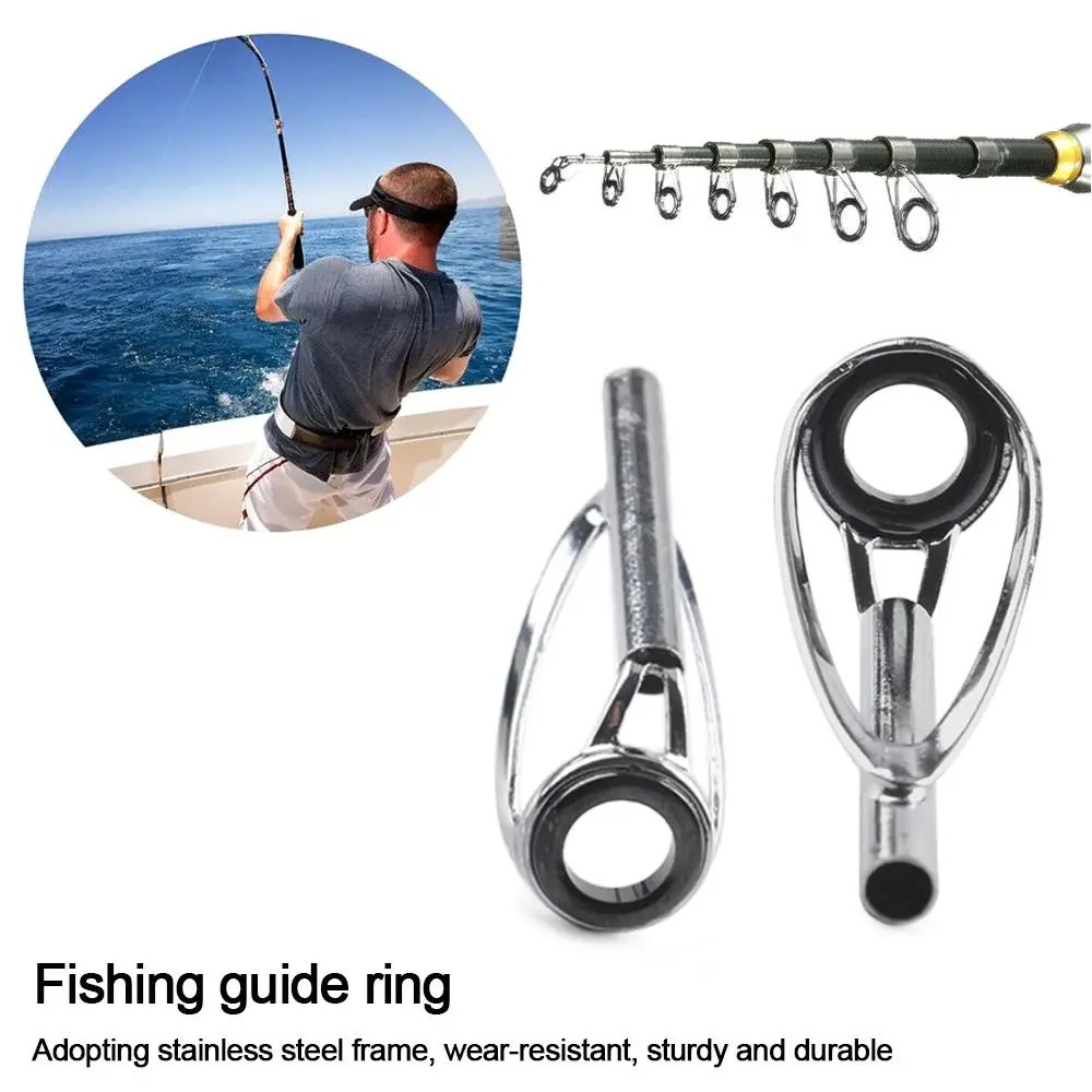 Anillo de cerámica ovalado de acero inoxidable, caja de aparejos de guía de caña de pescar, Kit de reparación de puntas de accesorios, 5 piezas - imagen 4