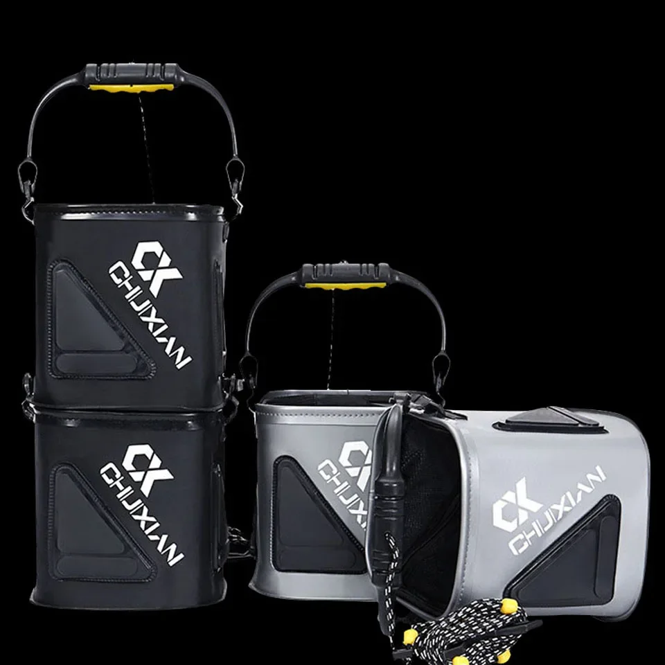 Aparejos de pesca ultraligeros y duraderos para exteriores, cubo de pesca grueso EVA plegable con cuerda para acampar, senderismo, contenedor de agua, bolsa de pesca - imagen 3