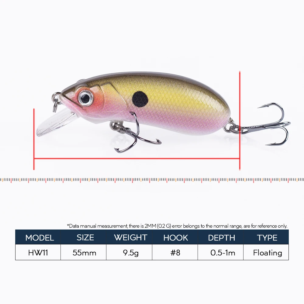 Hanlin 55mm/9,5g Crankbait Topwater Señuelos de Pesca Wobblers carpa flotante Artificial Jerkbait cebos de plástico duro aparejos de Lucio - imagen 2