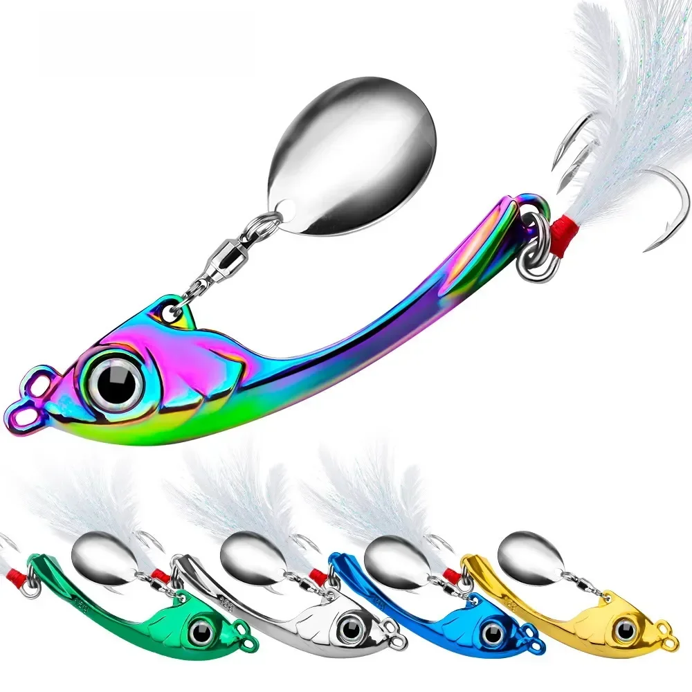 Cebo giratorio 7g 10g 15g Metal Vib señuelo de Pesca Trolling cuchara giratoria Wobbler hundimiento cebo duro con lentejuelas Pesca para Lucio - imagen 5