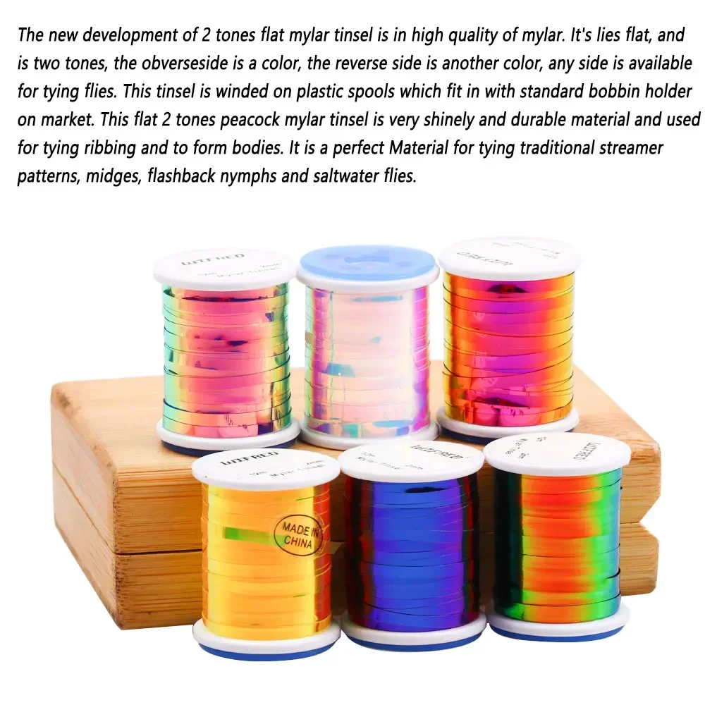 Bimoo, 6 uds., mezcla de 2 tonos, oropel plano de Mylar, Material para atado de moscas para Flashback, costilla, ninfas, Streamer, agua salada, mosca, trucha, pesca - imagen 5