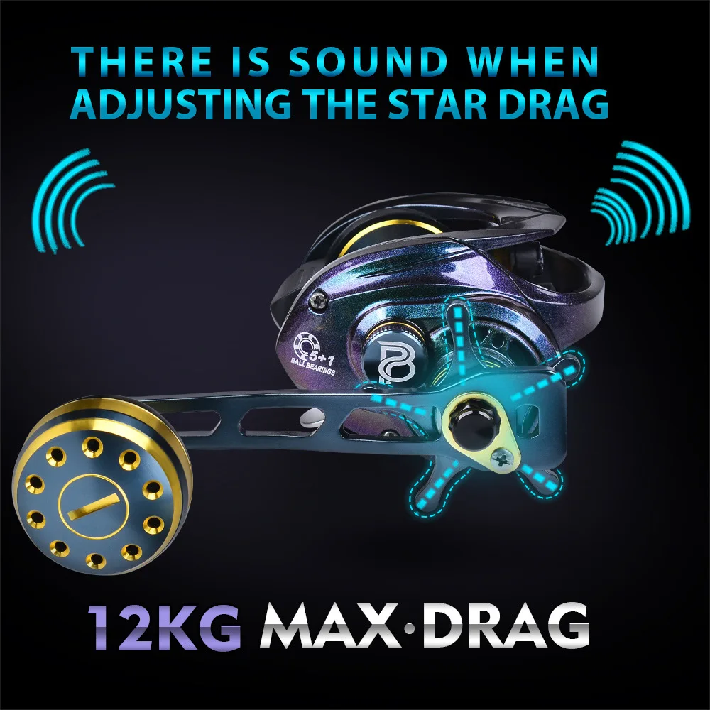Carrete Baitcasting cuerpo de Metal 15KG arrastre máximo 5 + 1 rodamientos marco de aluminio carrete de pesca de agua dulce y salada - imagen 4