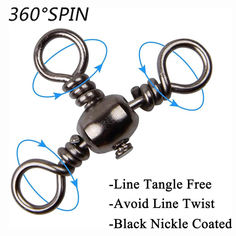 50 Uds. Aparejos de pesca giratorios de 3 vías, barril giratorio en forma de T, giratorios cruzados para aparejo de bagre, aparejo de pesca para Surf, conector de pesca - imagen 4