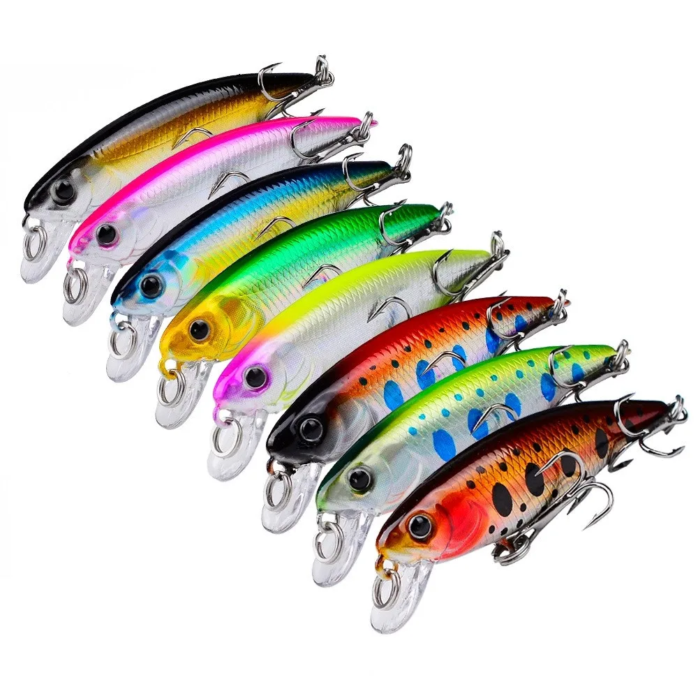 Señuelo de pesca Mino Minnow sumergido, tiro lejano, 5,7 cm/4,5g, Crankbait, cebo duro Artificial, aparejos de pesca con mosca, Wobb de plástico, 1 Uds.