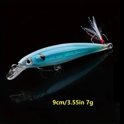 Minnow Wobblers Señuelo Cebo Duro con Anzuelos de Plumas