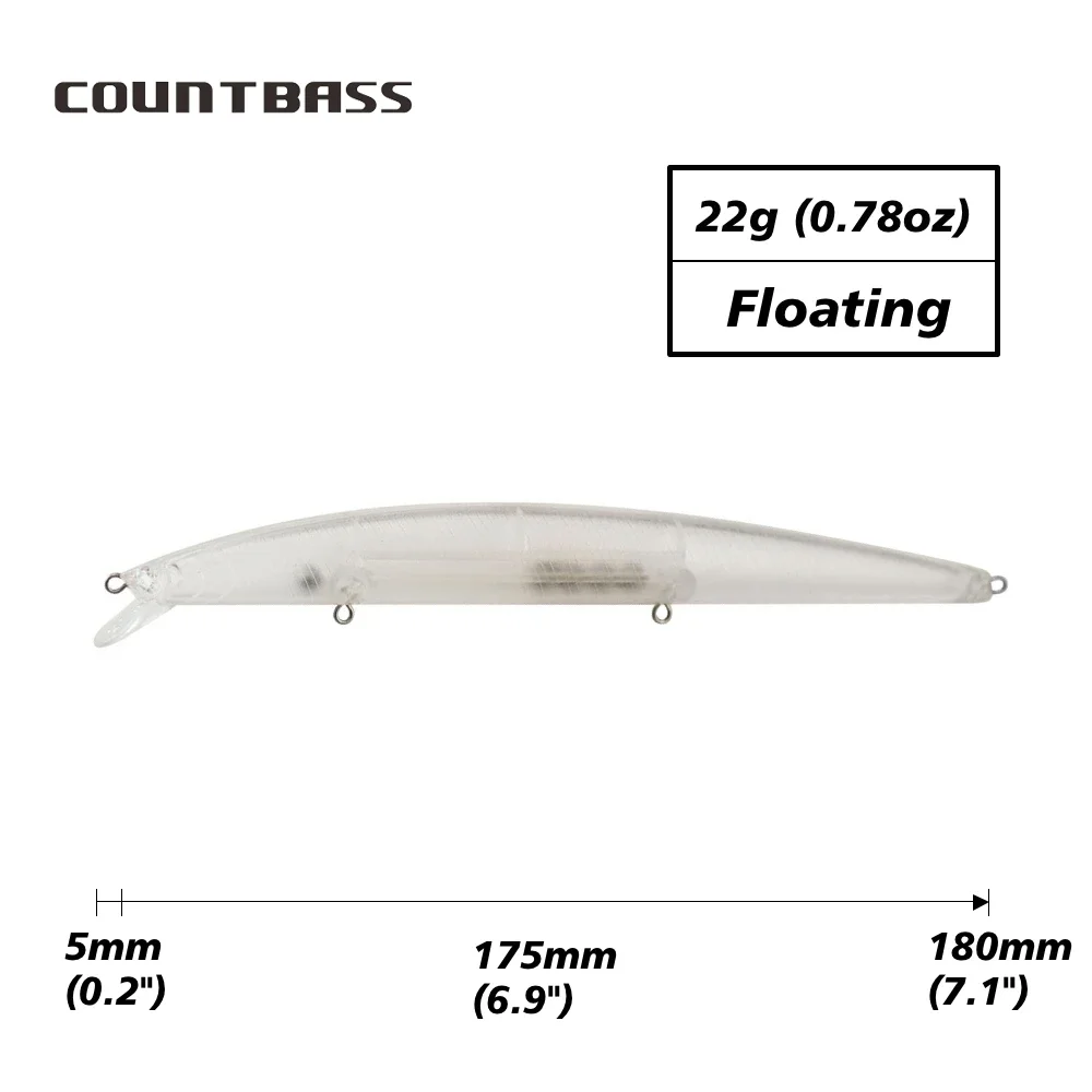 Countbaass 10 Uds. Señuelos duros en blanco 175mm/6,9 "22g/0,78oz Señuelos de pesca sin pintar Wobblers de pececillo flotante - imagen 2