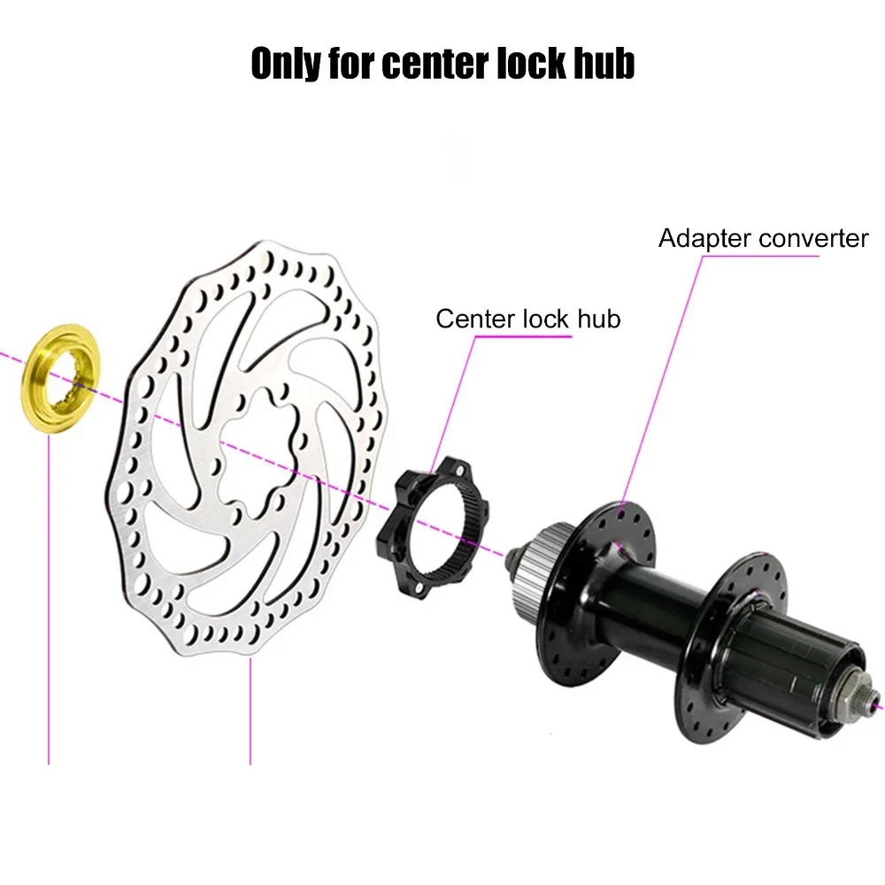 1 Juego de bloqueo central de freno de disco de aleación de aluminio, 6 pernos, fácil de instalar, adaptador de Rotor de 6 pernos, bujes de bloqueo central - imagen 5