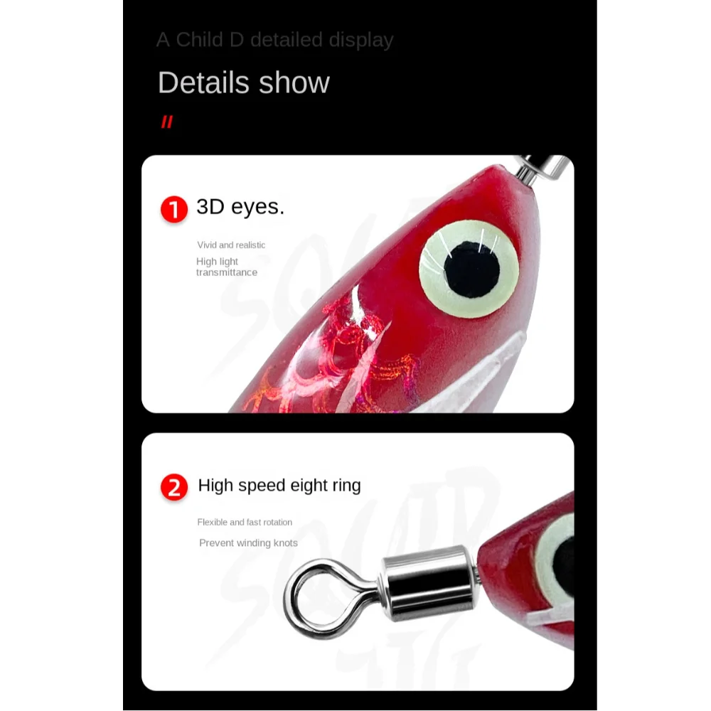 Aparejos de pesca reutilizables de 2 piezas, señuelos de camarón de madera, plomo, plomos, anzuelo de calamar, 80mm/5,6g - imagen 4