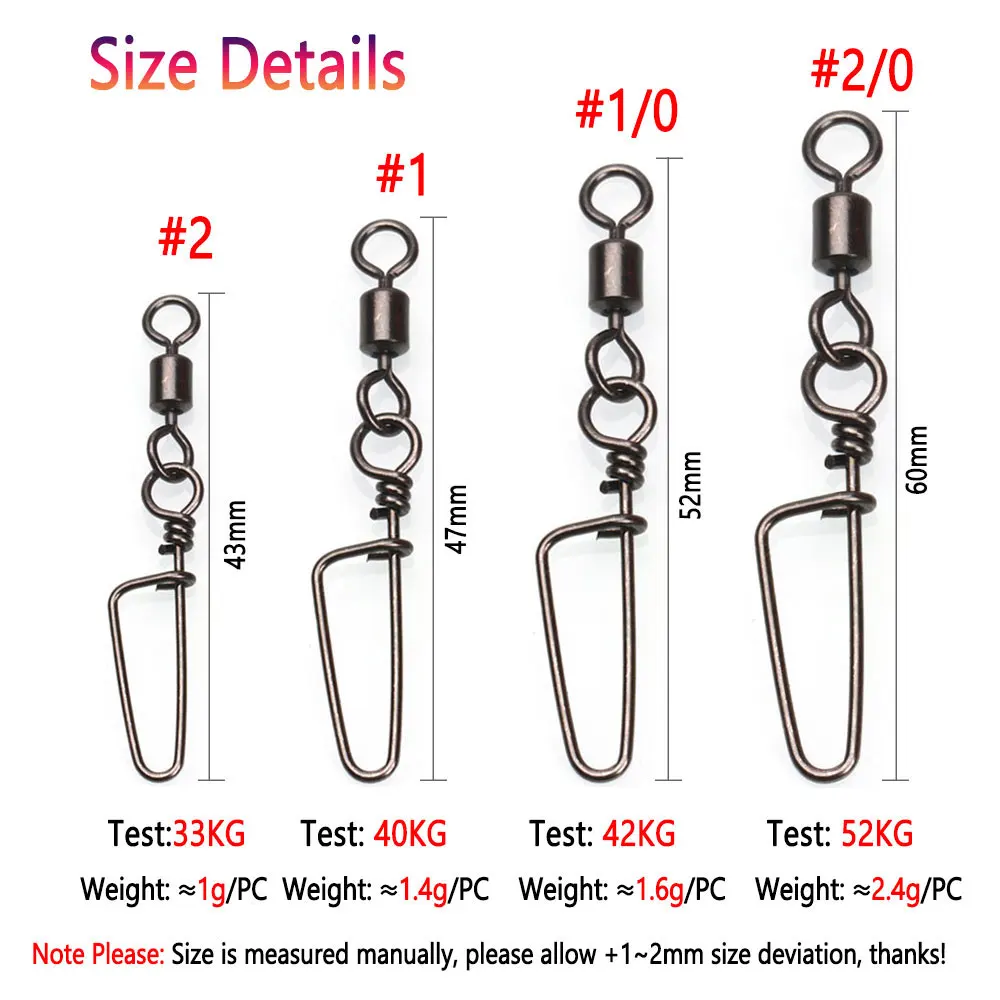 Bimoo-conector de pesca de agua salada, accesorio giratorio con cierre de costa para señuelo, 20 piezas - imagen 2