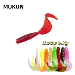 MUKUN 20 piezas señuelo suave de pesca 3,5 cm 0,5g cebo Artificial de silicona gusano Swimbait pesca de mar lubina carpa trucha Wobblers aparejos