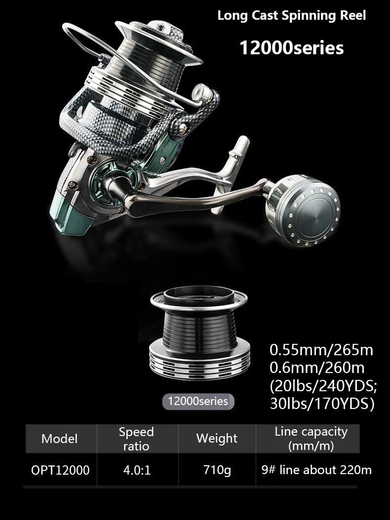 FDDL ‌   Carrete giratorio de fundición larga serie 5000/7000/12000 carrete de pesca de Metal señuelo para exteriores - imagen 2