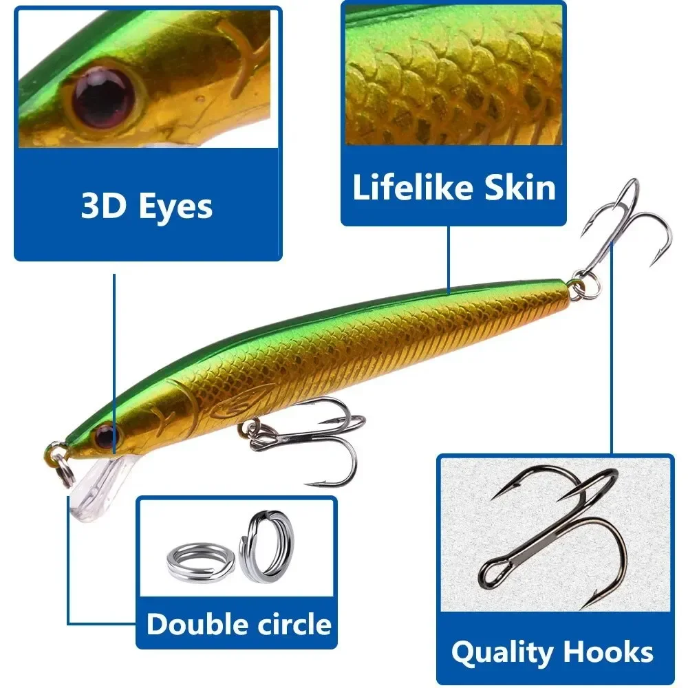 50 Uds mezcla de señuelos de pesca Minnow, cebo duro de pesca, columpio flotante, Crankbait Crazy Wobblers, señuelo de manivela biónico Artificial - imagen 2