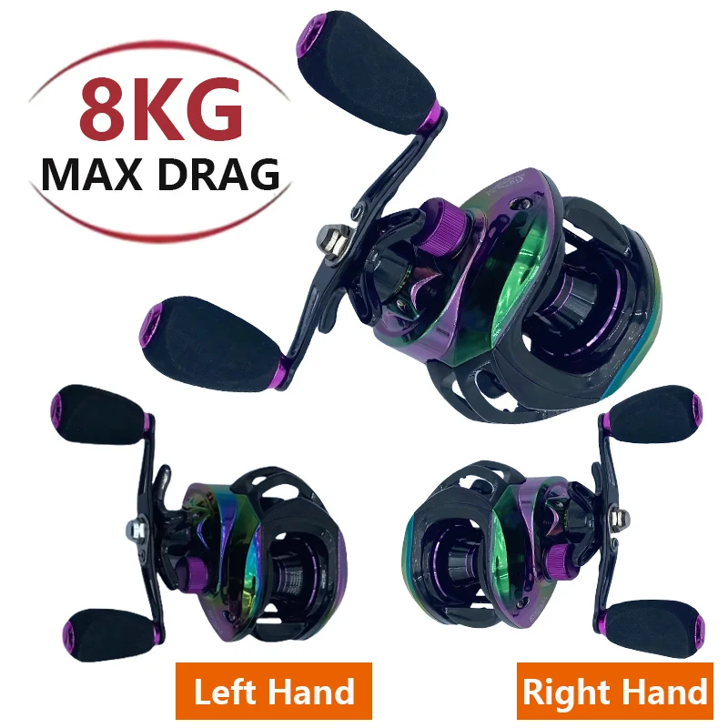 Carrete de pesca Baitcasting de alta resistencia, rueda de caída de agua de lanzamiento de larga distancia, relación de engranaje 7,2: 1, arrastre máximo de 10KG para carpa y lubina - imagen 4