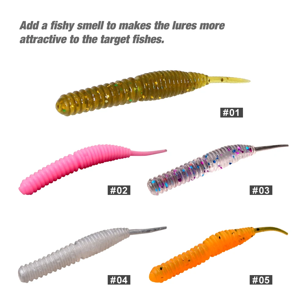 60 uds 1,2g 6cm señuelo de Pesca Mini gusano suave camarón Jerkbait pez océano roca señuelo lubina suave olor a pescado Swimbait cebo suave Pesca - imagen 3