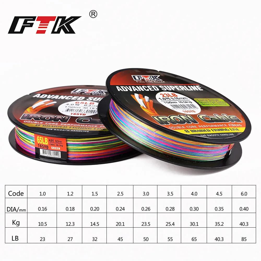 FTK-sedal de pesca multifilamento, hilo trenzado de 8 hebras para peces grandes, 150M, 8x PE, 8LB-60LB - imagen 4