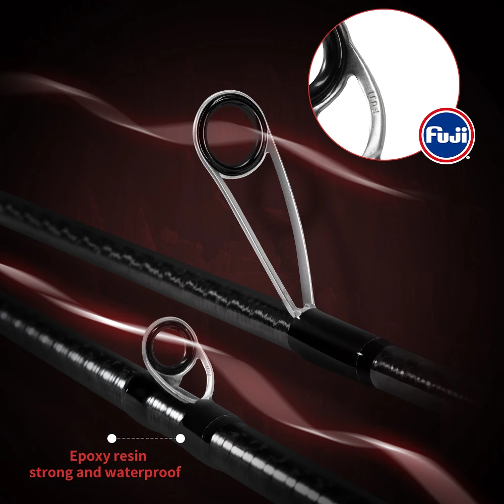 Hunthouse-caña de pescar de fibra de carbono, Kit completo de pesca de carpa, Fuji Guide, 1,96 m/2,01 m/m 2,13, Spinning Casting M/L/ML, 2 secciones - imagen 5
