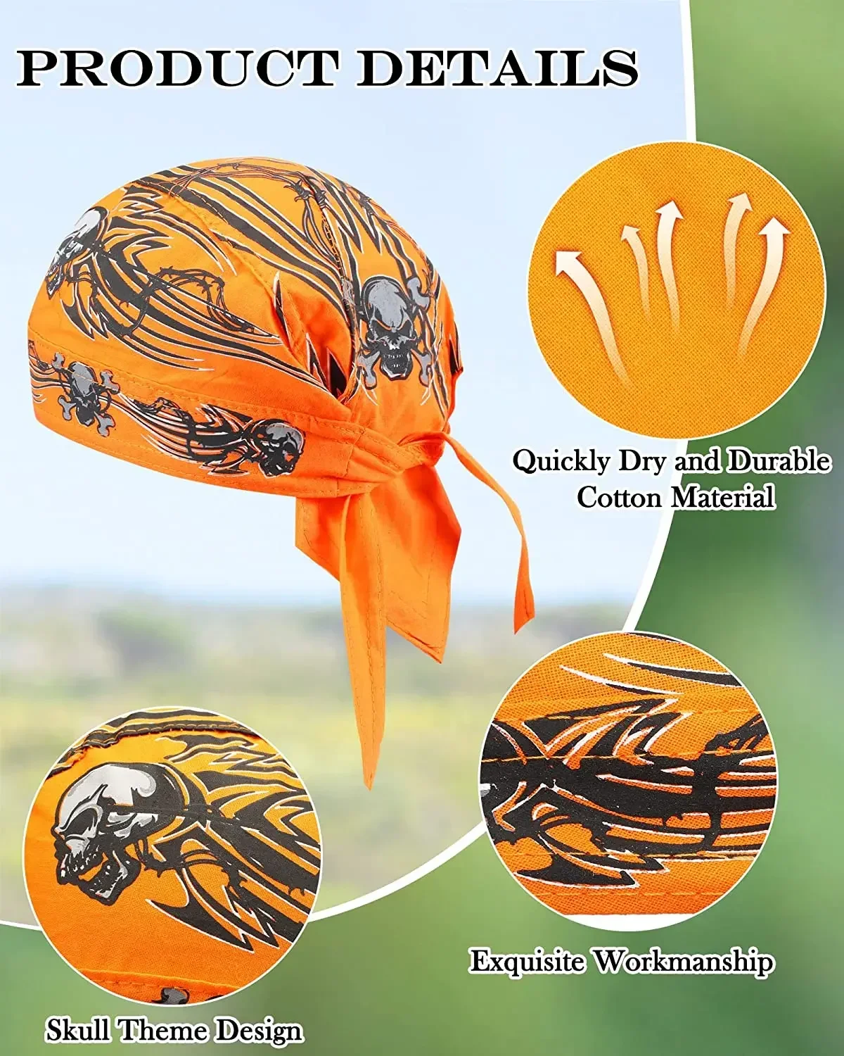 Gorro de pirata con calavera de ciclismo para hombres y mujeres, Bandana transpirable, forro de casco, antisudor, UV, diadema deportiva, bufanda, 1 piezas - imagen 3