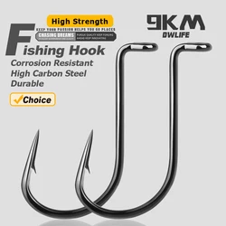 Anzuelos de pulpo de 9KM, anzuelo de cola de pelo de agua salada, anzuelos de aparejo de 90 grados de acero rico en carbono, pesca 25 ~ 100 Uds a granel
