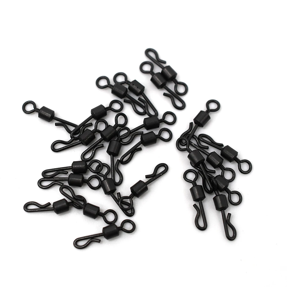 MNFT-eslabones de cambio rápido para pesca de carpa, accesorio de aparejos de pesca de carpa, 25 piezas, cuerpo largo grande en forma de Q, Color negro - imagen 2