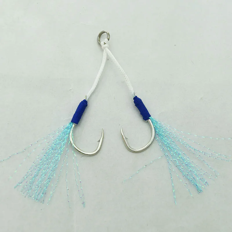 Jig metálico de acero – Doble anzuelo y pluma para agua salada - imagen 5