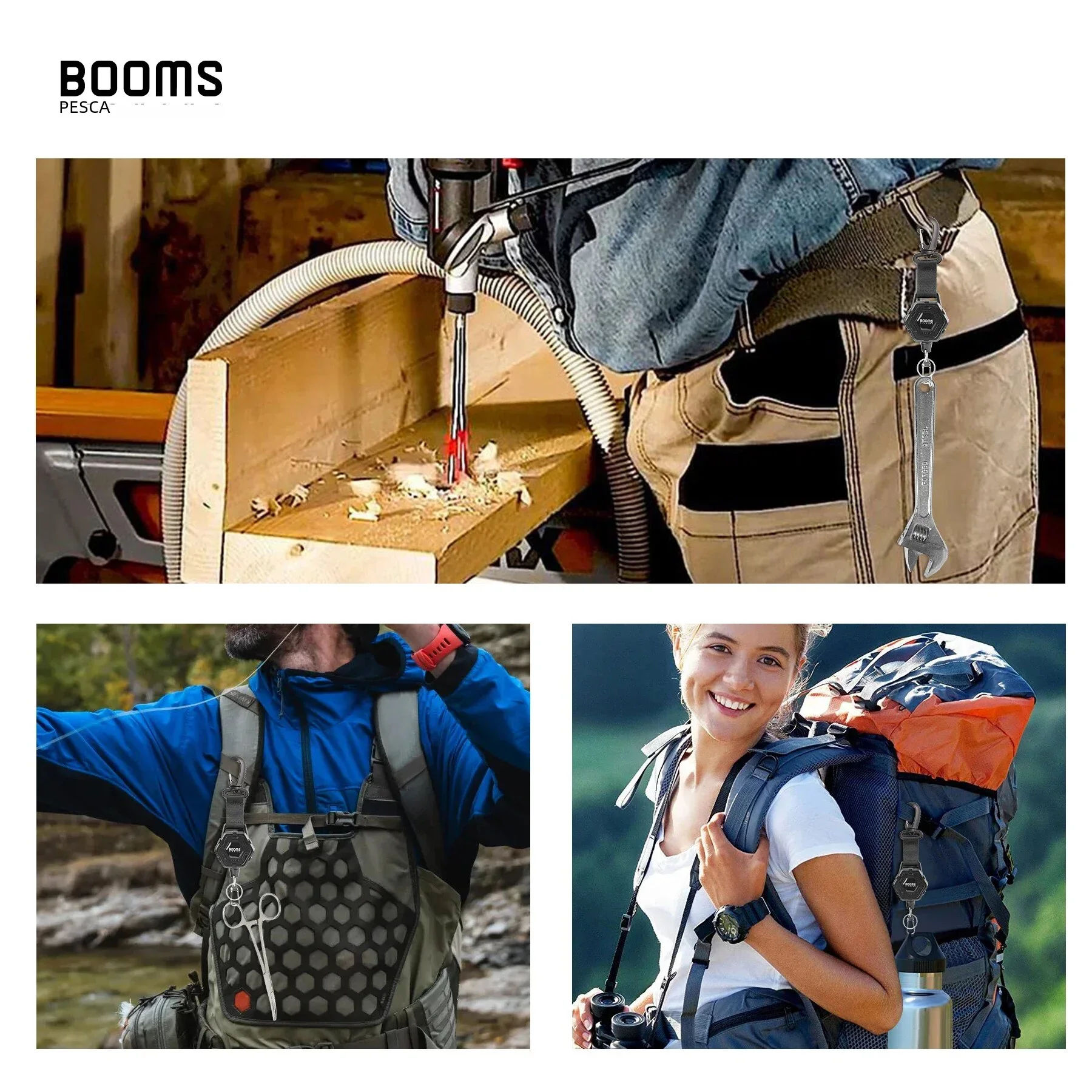 Booms Fishing RG5 llavero retráctil mosquetón Retractor Zinger de alta resistencia 90cm cordón de alambre de acero telescópico accesorios de herramientas - imagen 5