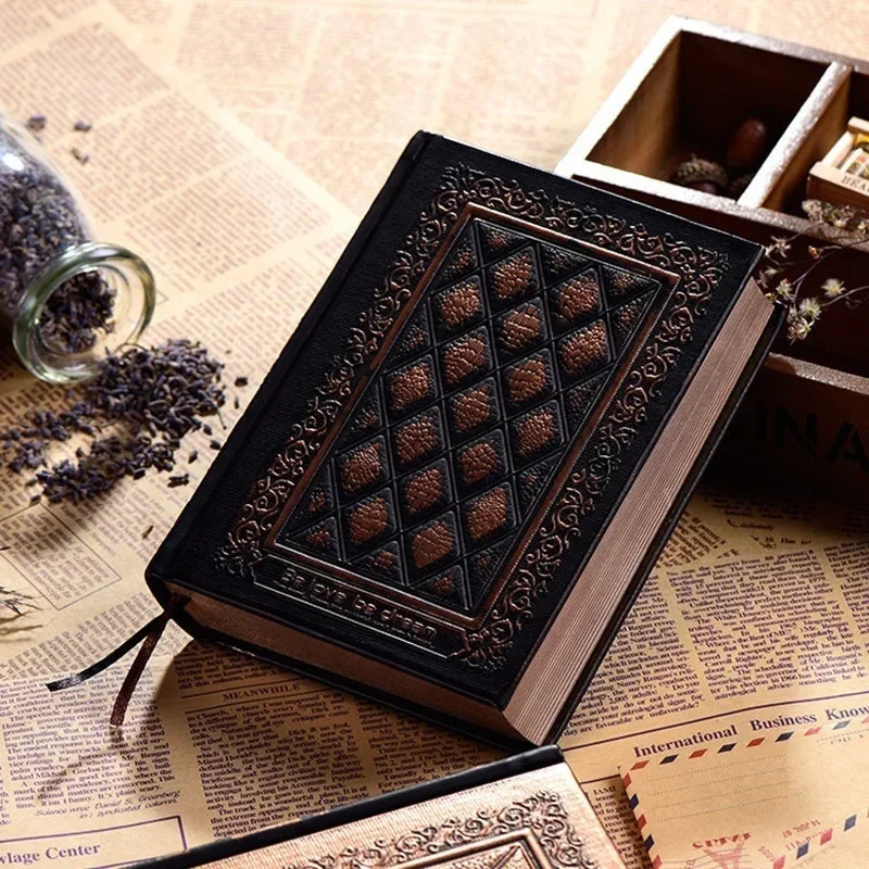 Nuevo libro de cuero de tapa dura A5, cuaderno de Plan en relieve, página interior en blanco Retro, Bloc de notas, cepillo, diario dorado y plateado, suministros para estudiantes - imagen 4