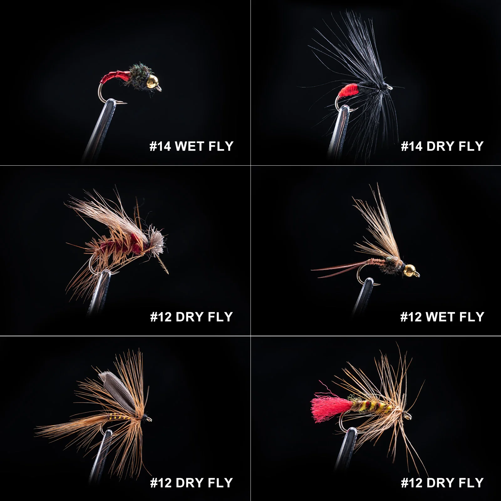 30 moscas de pesca con mosca. # 12 # 14 cebos artificiales para insectos Caddisfly, se seca, señuelo volador, accesorios de pesca, mosca seca húmeda, 2025 nuevo