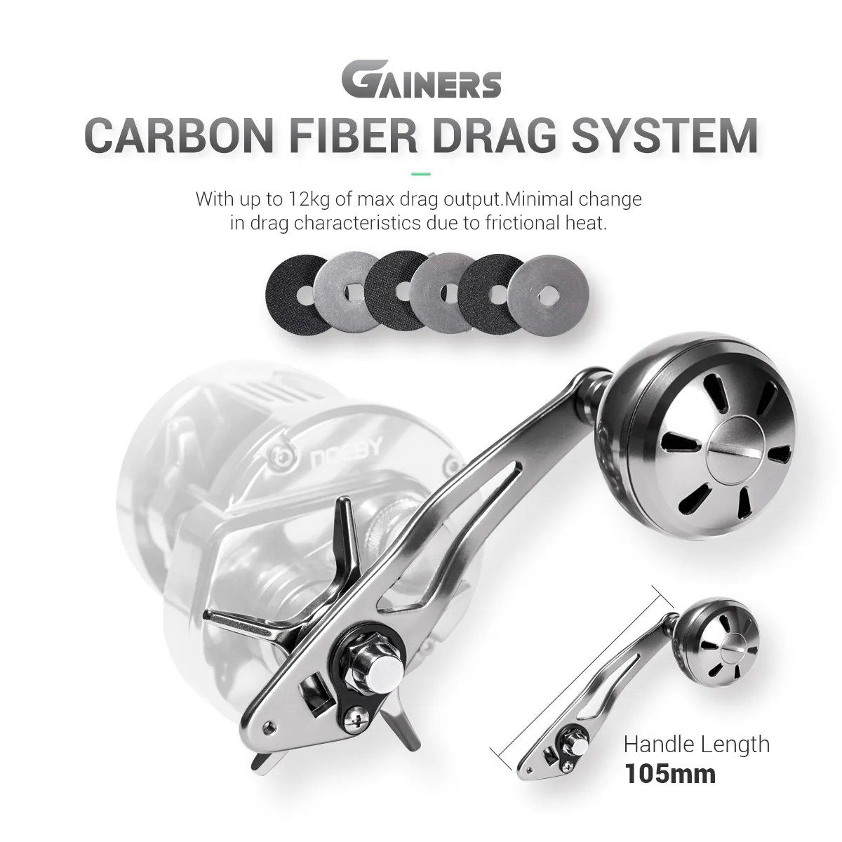 Noeby-carrete de pesca Jigging de Metal ligero, arrastre de estrella, carrete de Jigging lento, carrete de mar oceánico, arrastre máximo de 12kg, 383G, relación de engranaje 6,5: 1 - imagen 4