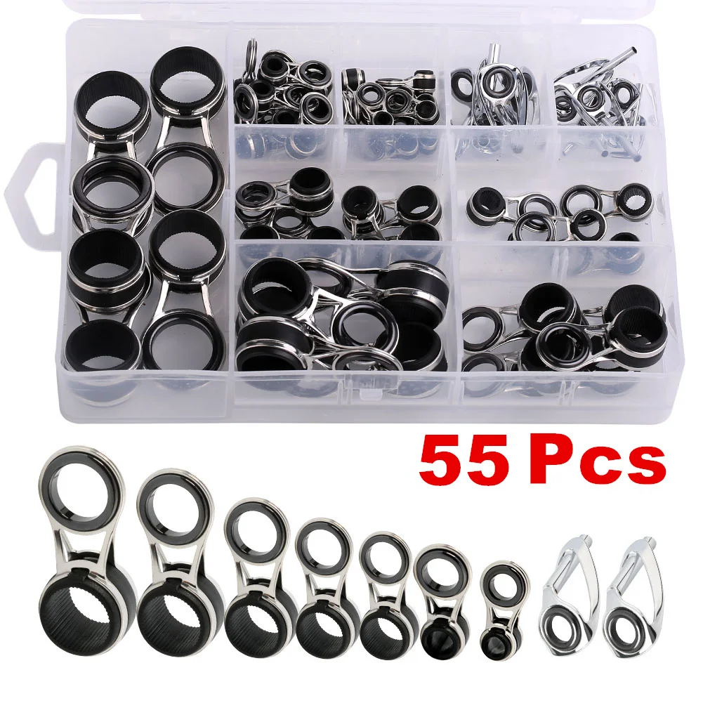Kit de reparación de guías de caña de pescar, anillos de ojos DIY, marcos de acero inoxidable, puntas, Kit de reparación de guía de caña de pescar superior - imagen 3