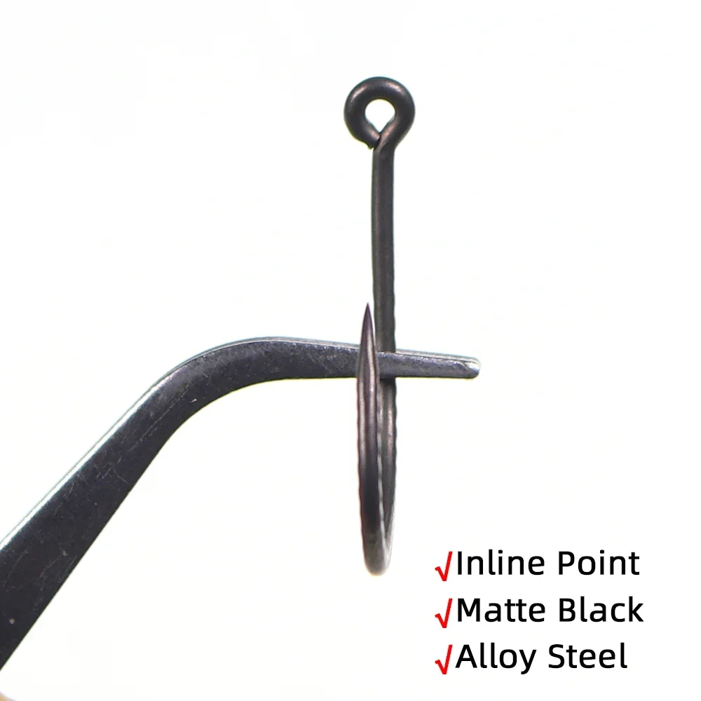 Wifreo 40 piezas # 1/0 # 2/0 # Anzuelo loco con púas 3/0, alambre fuerte de espacio ancho, anzuelo de pesca de agua dulce y salada, aparejos de pesca de trucha y lubina - imagen 5