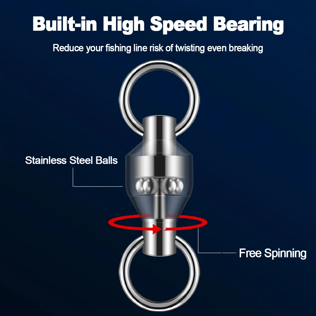 9KM 10 Uds rodamiento de bolas pesca giratorio negro resistente con anillo sólido accesorios acero inoxidable conector aparejos - imagen 3