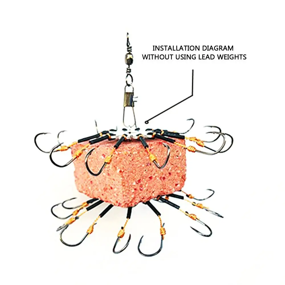 2 uds caliente 12 anzuelos de pesca gancho de explosión cuerda de pesca carpa cebo anzuelos evitar manguera anzuelos