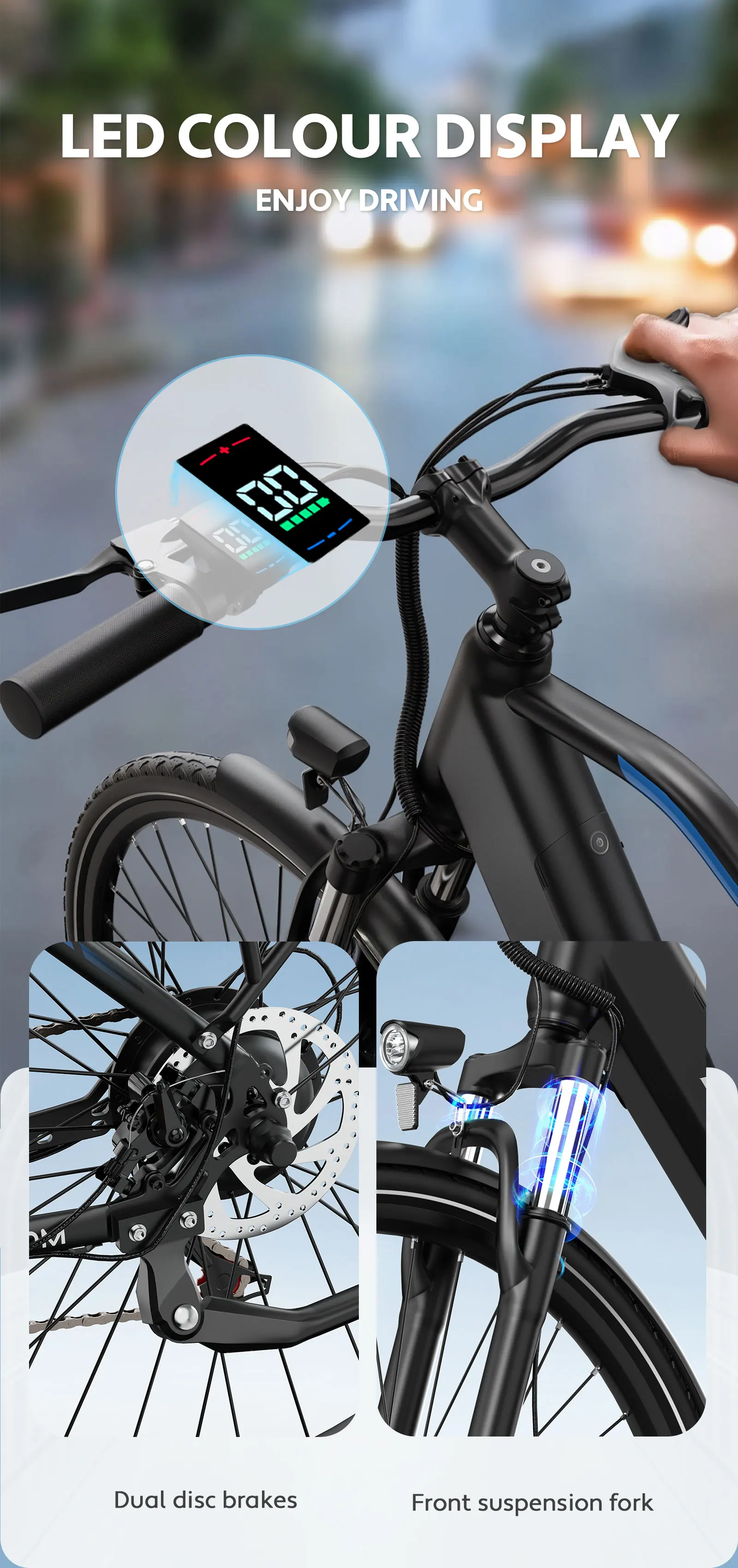 Bicicleta eléctrica DUOTTS C29 Lite – 250W para desplazamientos urbanos - imagen 5