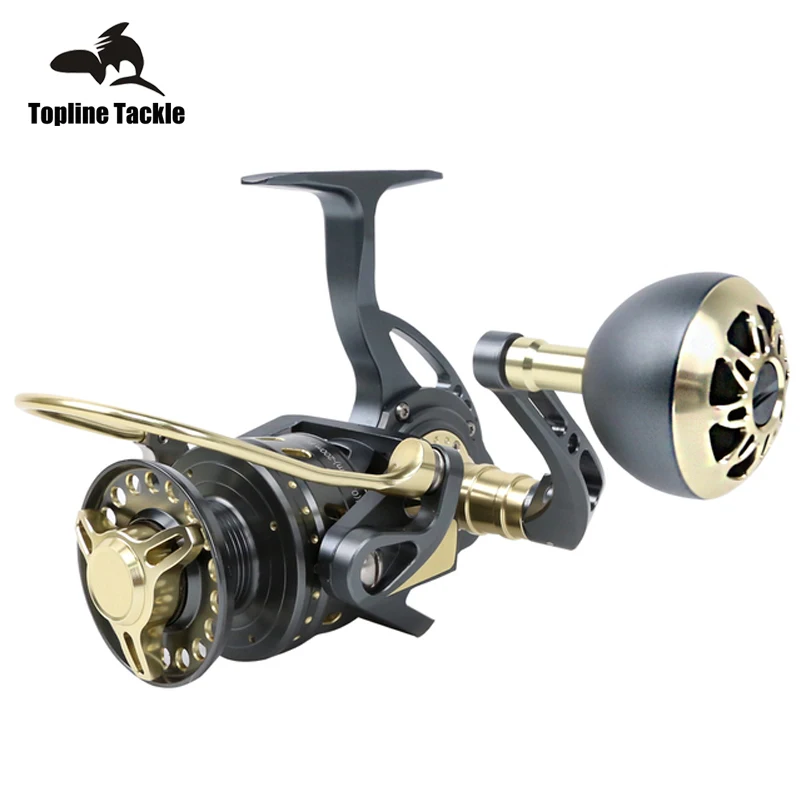 Carrete de pesca giratorio de metal 12+1BB, 4,7:1 para agua salada, resistente
