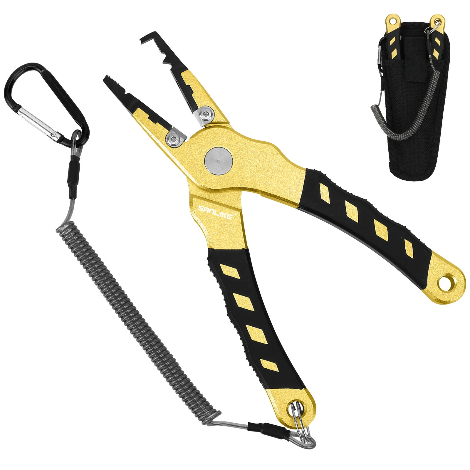 SANLIKE-Alicates para pescado, cortadores de carburo de tungsteno de aleación de aluminio antioxidante, removedor de anzuelos de pesca, aparejos de corte trenzados