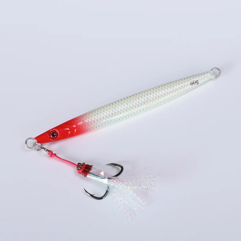 Señuelo de plantilla de Metal luminoso con láser de fundición larga, 40g, 60g, 80g, plantilla de caída rápida, sardina, macekrel, cebo de pesca, cebos de Jigging de agua salada - imagen 4