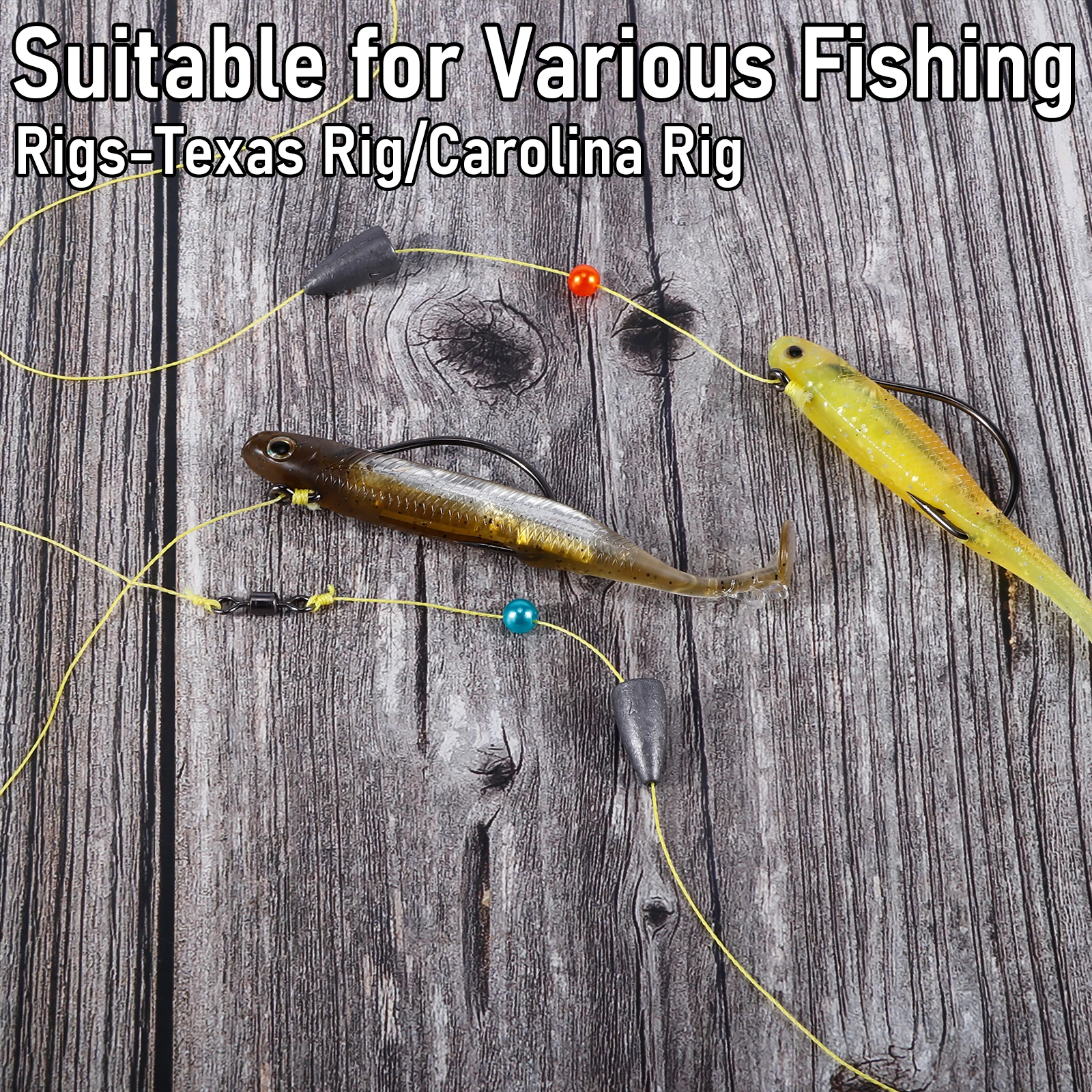 100 Uds EWG gancho pesca de lubina anzuelos de gusano Kit Extra ancho espacio 2X fuerte para señuelo suave Texas Rig Drop Shot Carolina Rig agua salada - imagen 5