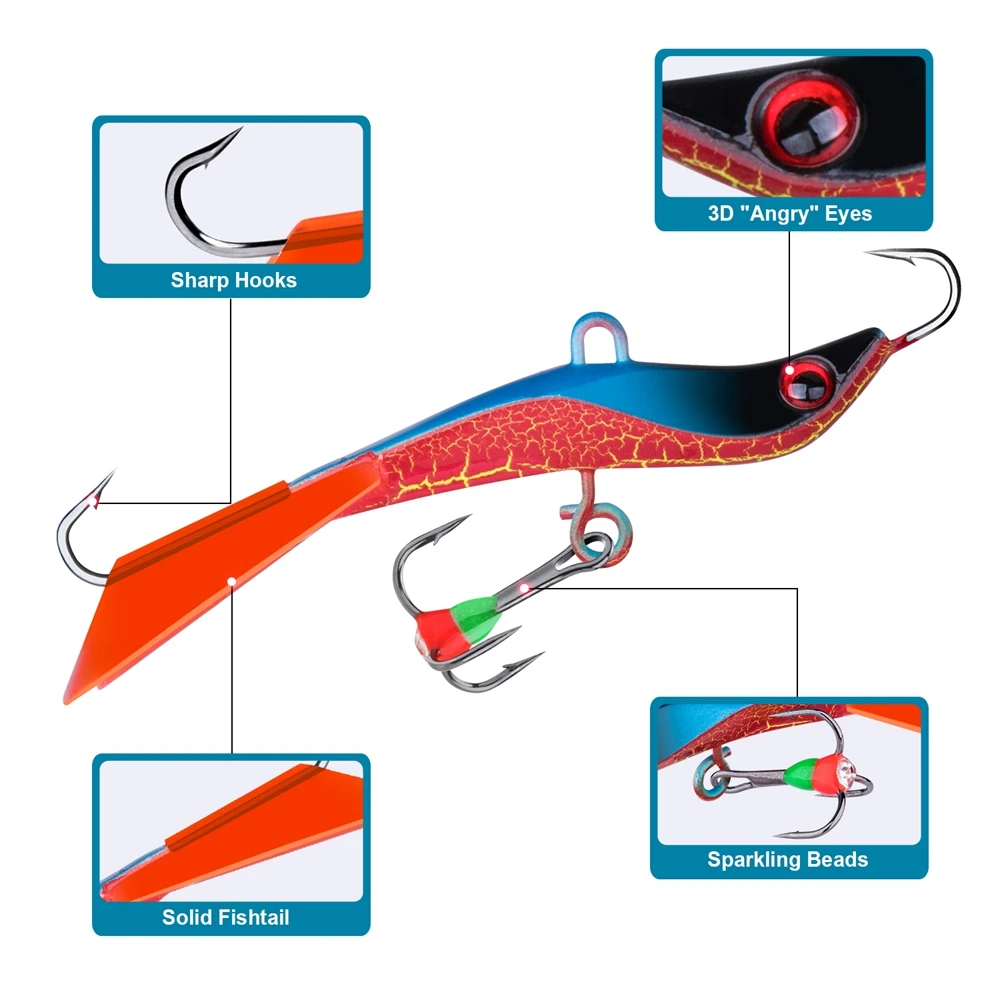 Goture-señuelo equilibradores para pesca en hielo, plantilla de cebo Artificial falso, ratas de Jigging, 77mm, 14,4g, cebo Wobbler para trucha, lubina, carpa - imagen 3