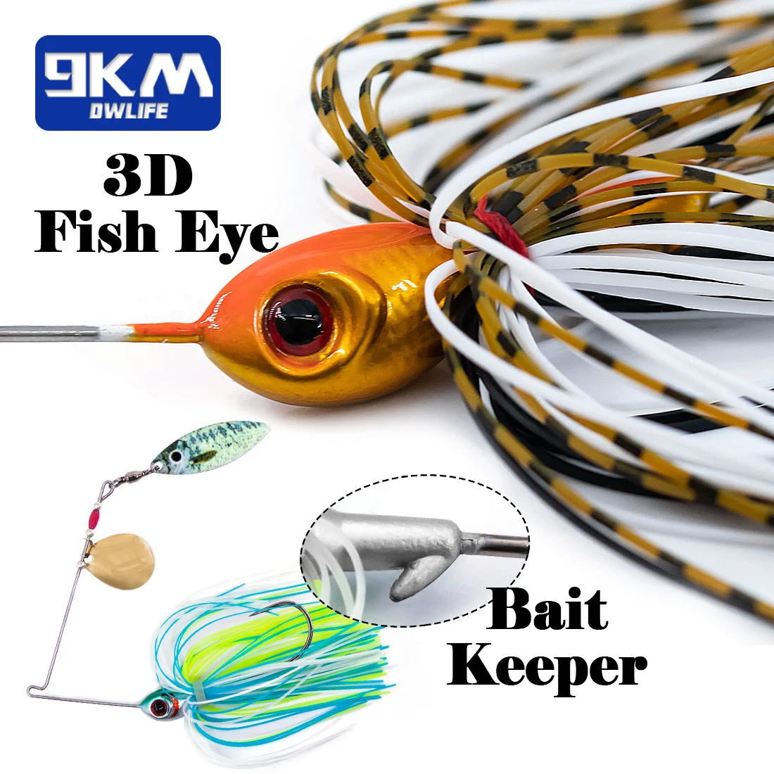 9KM 3 uds cebos giratorios para pesca de lubina SpinnerBaits Jig señuelos Swimbait Willow Colorado Blade Tandem Spinners agua dulce - imagen 3