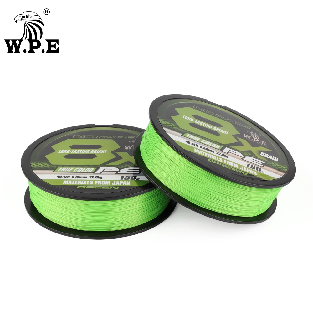 W.P.E-sedal de Pesca de 8 hebras trenzadas, hilo de Pesca de 8 hebras, color verde, 150-0,16mm, 11-0,40 kg, 26,5-58.3lb - imagen 5