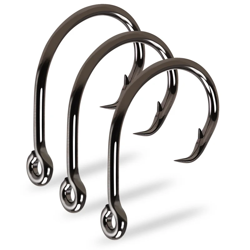 ZYZ 2 ~ 13 unids/bolsa gancho circular de espacio ancho punta de gancho con revestimiento de níquel negro ganchos de agua salada para atún, bagre, lubina - imagen 4
