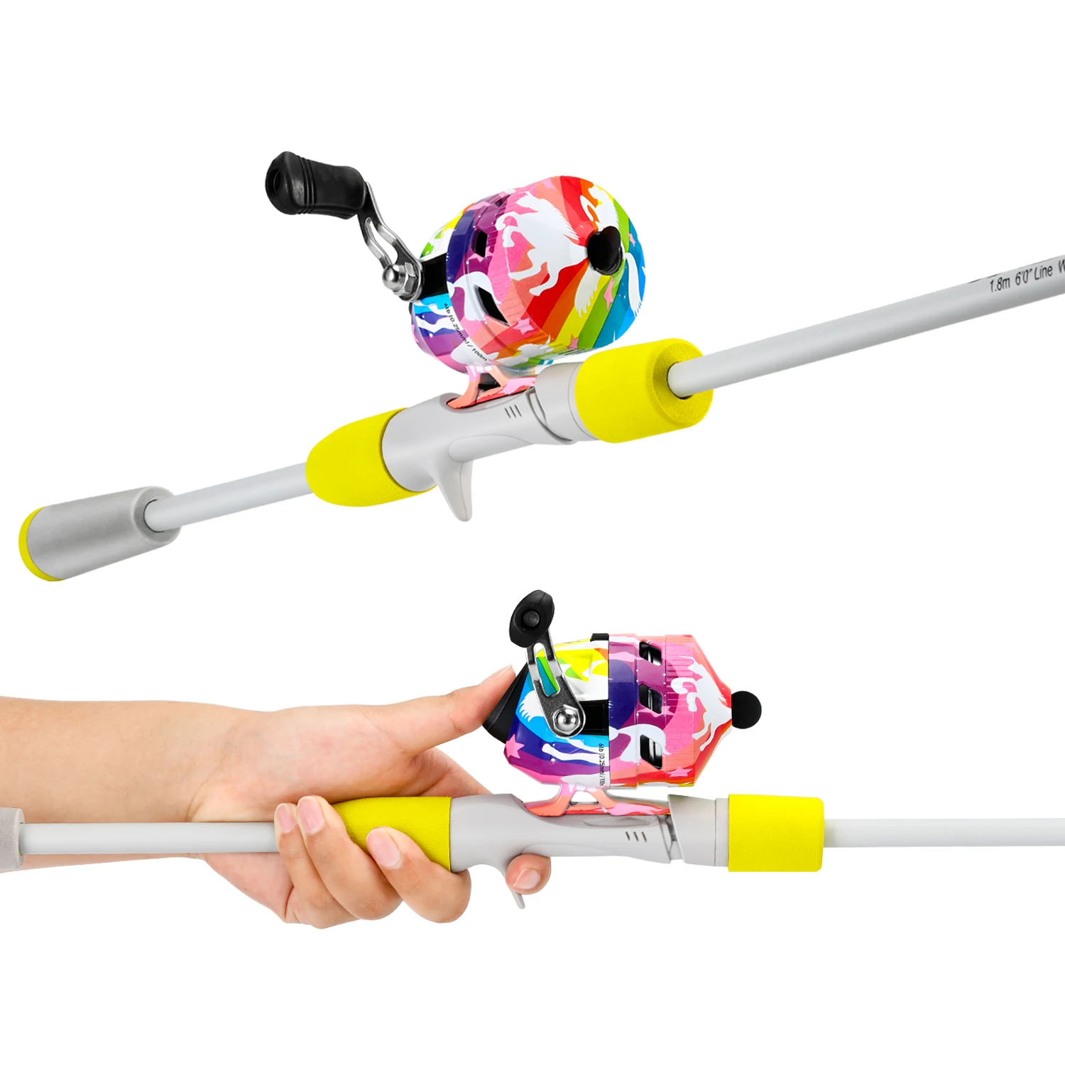 Sougayilang caña de pescar de fundición de 2 secciones y carrete de pesca Baitcasting Combo 1,8/2,1 m mango EVA caña de pescar 3,4:1 pesca de nailon - imagen 2