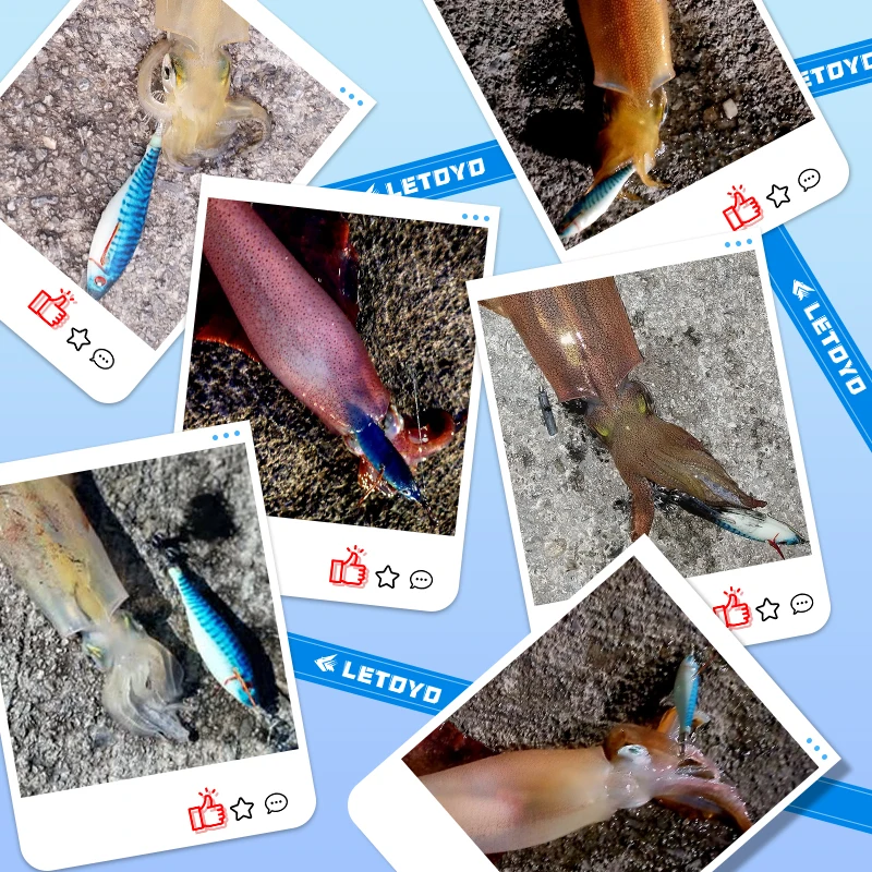 LETOYO 7s/m Plantilla de calamar cebo de calamar luminoso de 60mm, Cuenta de sonajero, cebo Artificial para Webfoot, pulpo, sepia, Señuelos de Pesca de Mar - imagen 4