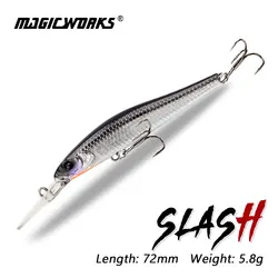 MAGIC WORKS 72mm 5,8g Minnow señuelo de pesca suministros nuevos Wobblers Jerkbait hundimiento pesca Artificial señuelos de trucha perca cebos duros